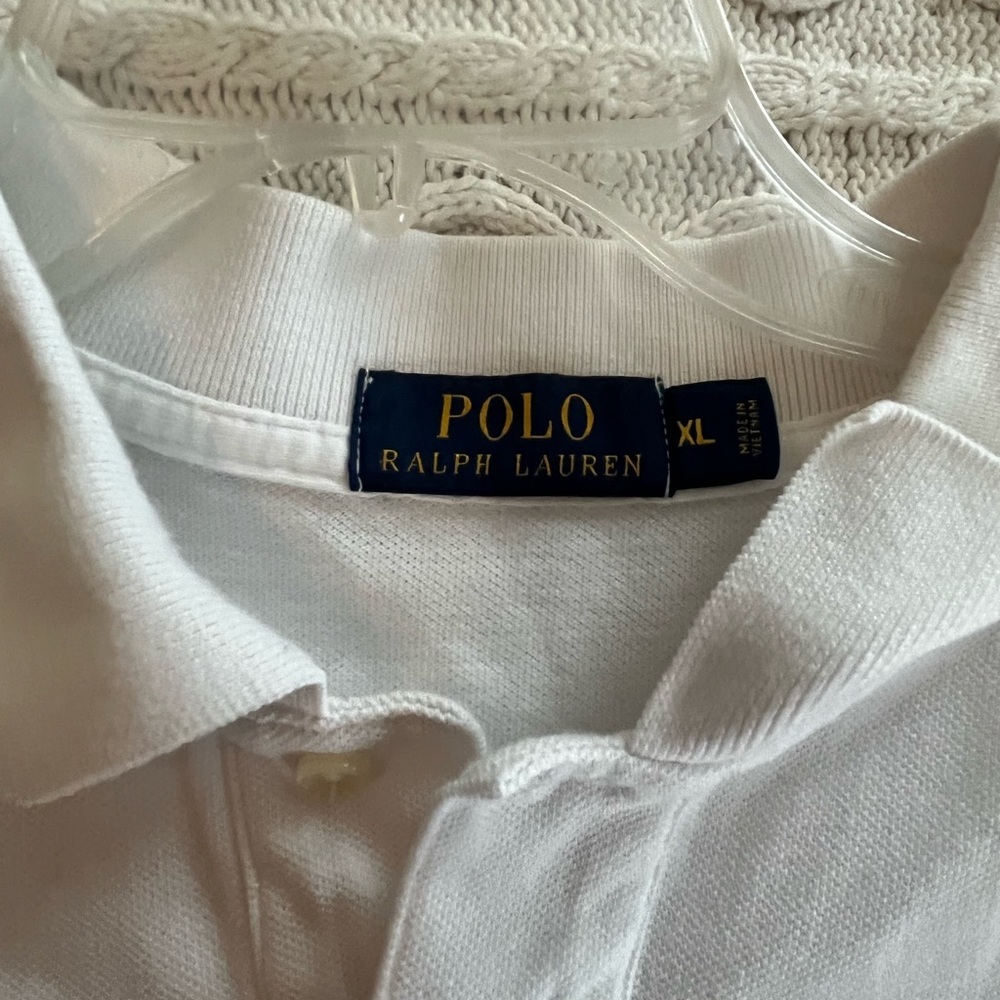 Men's Polo Ralph Lauren White and Blue Striped Short Sleeve Polo Shirt Size XL - Picture 14 of 16